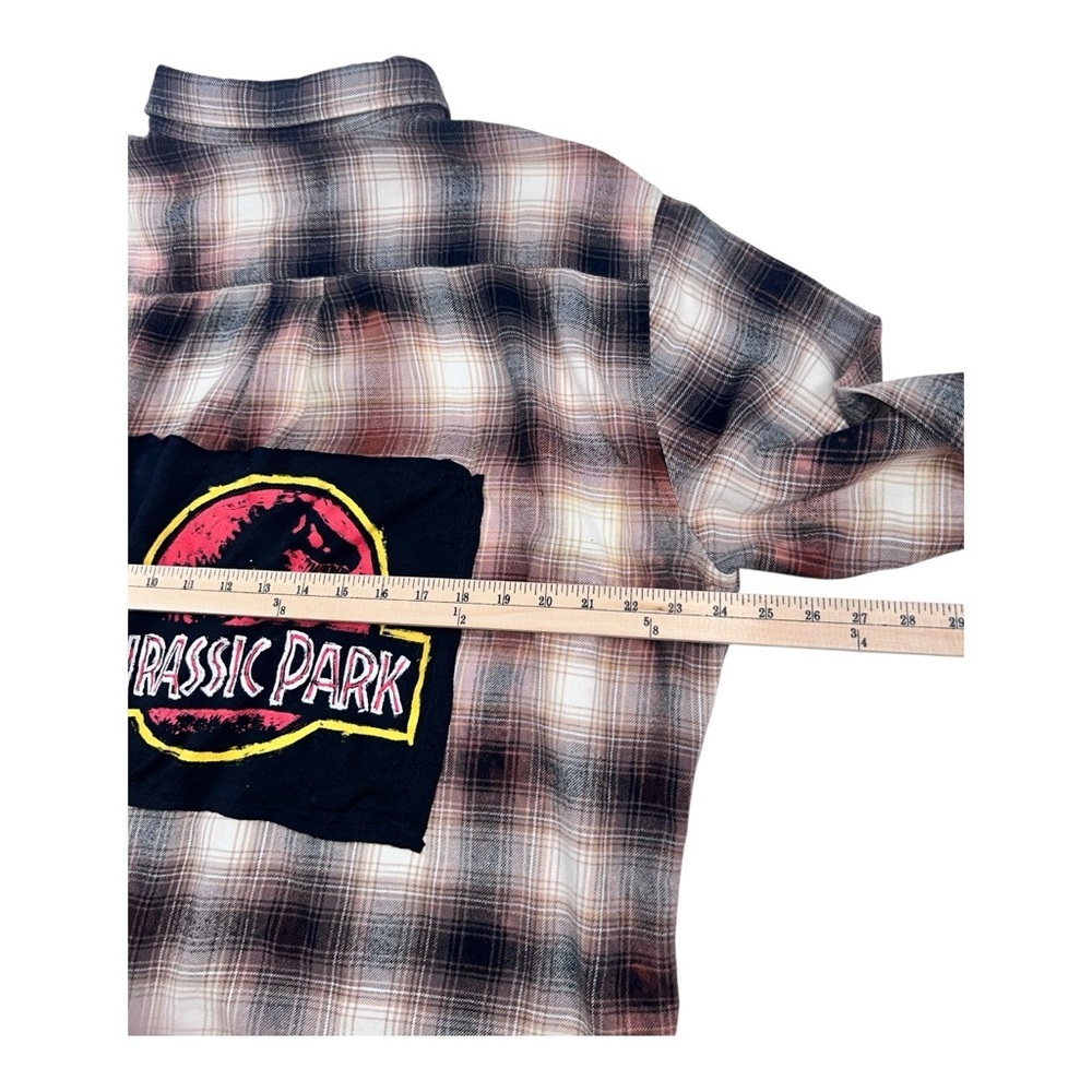Jurassic Park Custom Bleached Flannel Shirt Croft & Barrow XL Movie Logo - Picture 6 of 12